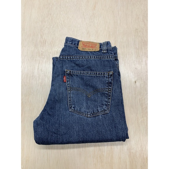 Levis 550 Jeans Boys 14 Slim Relaxed Straight Leg Medium Blue Denim Logo 26x27 - Picture 1 of 8